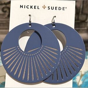 Nickel & Suede Cornflower Sunbursts Earrings